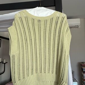 Halogen Pale Green Open-Knit Sleeveless Sweater Vest